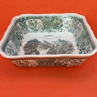 "Villeroy &Boch " (Mettlach),zöld, kocka alakú kínáló tál, pörköltes, tésztás tál.