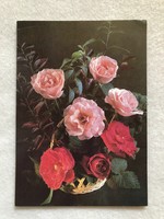 Régi postatiszta virágos képeslap