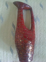 Zsolnay : Gyönyörű ökörvér mázas Füles váza ,60-as évekből
