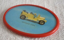 Retro autos pocket mirror bazaar goods, spyker 1904, 10 x 7 cm