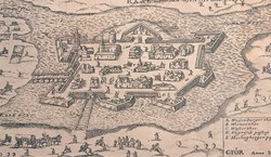 Győr, 1598 - középkori térkép, sokszorosított grafika (31x19 cm)