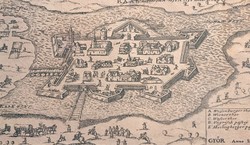 Győr, 1598 - medieval map, reproduced graphic (31x19 cm)