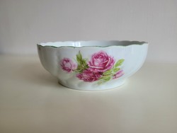 Régi Epiag Aich gyöngyös porcelán tál rózsa mintás népi falidísz vintage kínáló