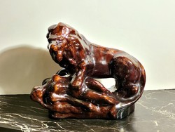 Porcelain lion female nude 24x20cm