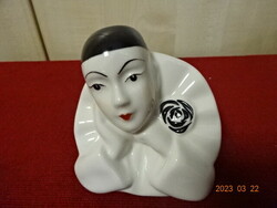 Pierrot clown porcelain figurine, also a mini vase, height 8 cm. Jokai.