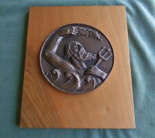 Olcsai little Zoltán bronze relief poseidon