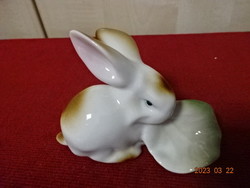 Zsolnay porcelain, bunny munching on salad, hand painted. Length: 9.3 cm. Jokai.