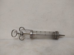 Antik orvosi kórházi eszköz nagy fecskendő üveg doboza nélkül 711 6925