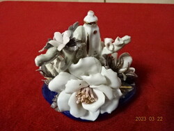 Alba julia porcelain, rose-patterned table decoration on a cobalt blue base. Jokai.