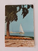 Retro képeslap fotó levelezőlap Balaton kikötő hajók