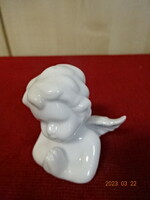 Német porcelán figura, angyalka mellszobor, magassága 5,2 cm. Jókai.