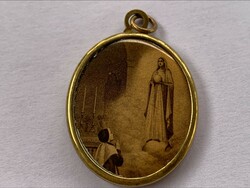 Antique marked grace pendant, Virgin Mary, apparition, gold-plated, silver-plated