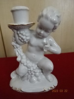 Német porcelán, egy ágú gyertyatartó puttó figurával, magassága 16 cm. Jókai.