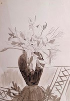 Virágcsendélet - tusrajz (29x21 cm)