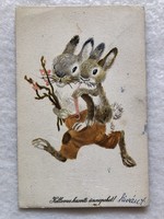 Régi rajzos Húsvéti képeslap - Reich Károly rajz                          -5.