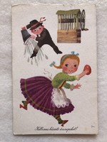 Easter postcard with old drawings - drawing by Sándor Bénkő -5.