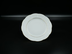 Herendi fehér közepes méretű süteményes tányér szett aranyozott szegéllyel (8db)