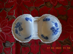 Zsolnay porcelán kék rózsa mintás sótartó