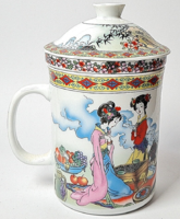 KIÁRÚSÍTÁS!   Kínai porcelán teás csésze szűrőbetéttel