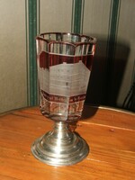 Biedermeier bath glass on silver base - karlsbrunn