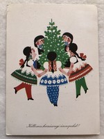 Old Christmas card with drawings - drawing by Károly Kecskeméty -5.