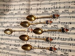 Gyűjteményi  emlékkanál készlet - MOKKÁSKANÁL- 6 db - zománcfestett Kanada címer- Art&Decoration