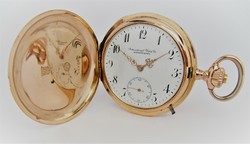 Antique, iwc schaffhausen, double cover 14k gold pocket watch, 1912