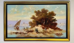 POTOM ÁRON Vojnits Richárd (1942-) Velence környékén KERETEZVE 49x79cm