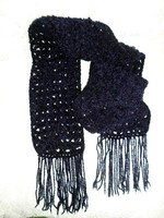 Hand crocheted scarf, 140 cm + fringe 15 cm