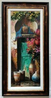 Adilov Alim "Citromfa árnyékában" c. festmény szép keretben ingyen postával