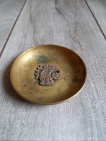 Pompás régi madaras réz tálka (8 cm)