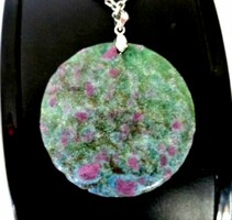 Ruby fuchsia impressionist mineral pendant + chain