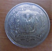 Silver medio peso 12.5 grams 1961 Dominica t1-2 rr