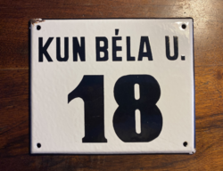 Béla Kun u. 18 - House number plate (enamel plate, enamel plate)