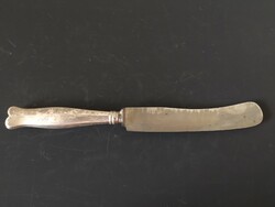 Antik kés ezüst vagy ezüstözött nyéllel, jelzett, 26 cm