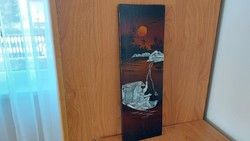 (K) oriental mother-of-pearl inlaid wall picture 34x11.5 cm