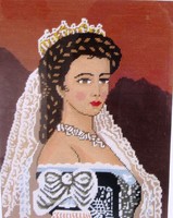 Gobelin Sisi /Erzsébet királyné/, keretezve, szép állapotban , 46,5 x 57, 33 x 43 cm