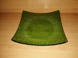 Zöld üveg négyzetes kínáló 19,5*19,5 cm
