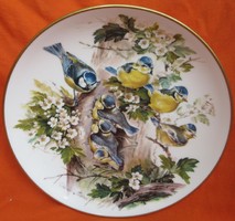 Bluebird family decorative wall plate, limited edition, marked, ursula bands, diameter 20 cm, German porcelain