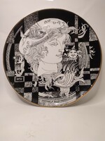 Hollóházi nagyméretű Szász Endre porcelán fali tányér tál 31cm