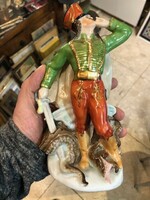 Herendi porcelán, János vitéz szobor, 24 cm-es magasságú, hibátlan