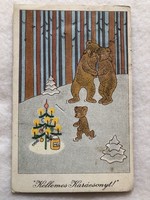 Régi grafikus Karácsonyi képeslap                            -5.