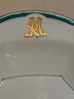 Art Nouveau bowl and plates with pm monogram