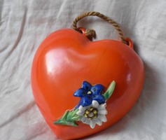 Art - deco kerámia fali dísz virág tartó szív havasi gyopár ibolya Hummel Goebel 11,5 x 12,5 x 4,5cm