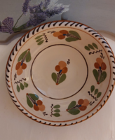 Antik Sárospataki  világos  alapon virágos, népies kerámia falidísz,falitányér,falitál ,átmérő 22 cm