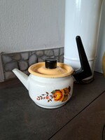 0.7 Liter floral coffee pot enameled, enameled nostalgia piece, rustic decoration