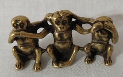 Miniatűr tömör sárgaréz  három majom