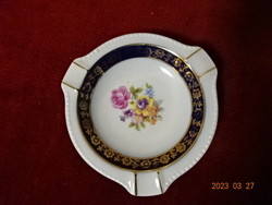 German porcelain ashtray, rose pattern, cobalt blue border. Jokai.