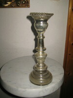 Antik  , hagyományos  eljárással készült  fújt üveg gyertyatartó , 9 x 21 cm