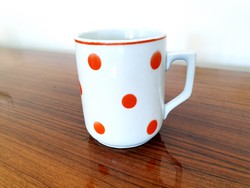 Old Zsolnay porcelain mug with red polka dots old tea cup